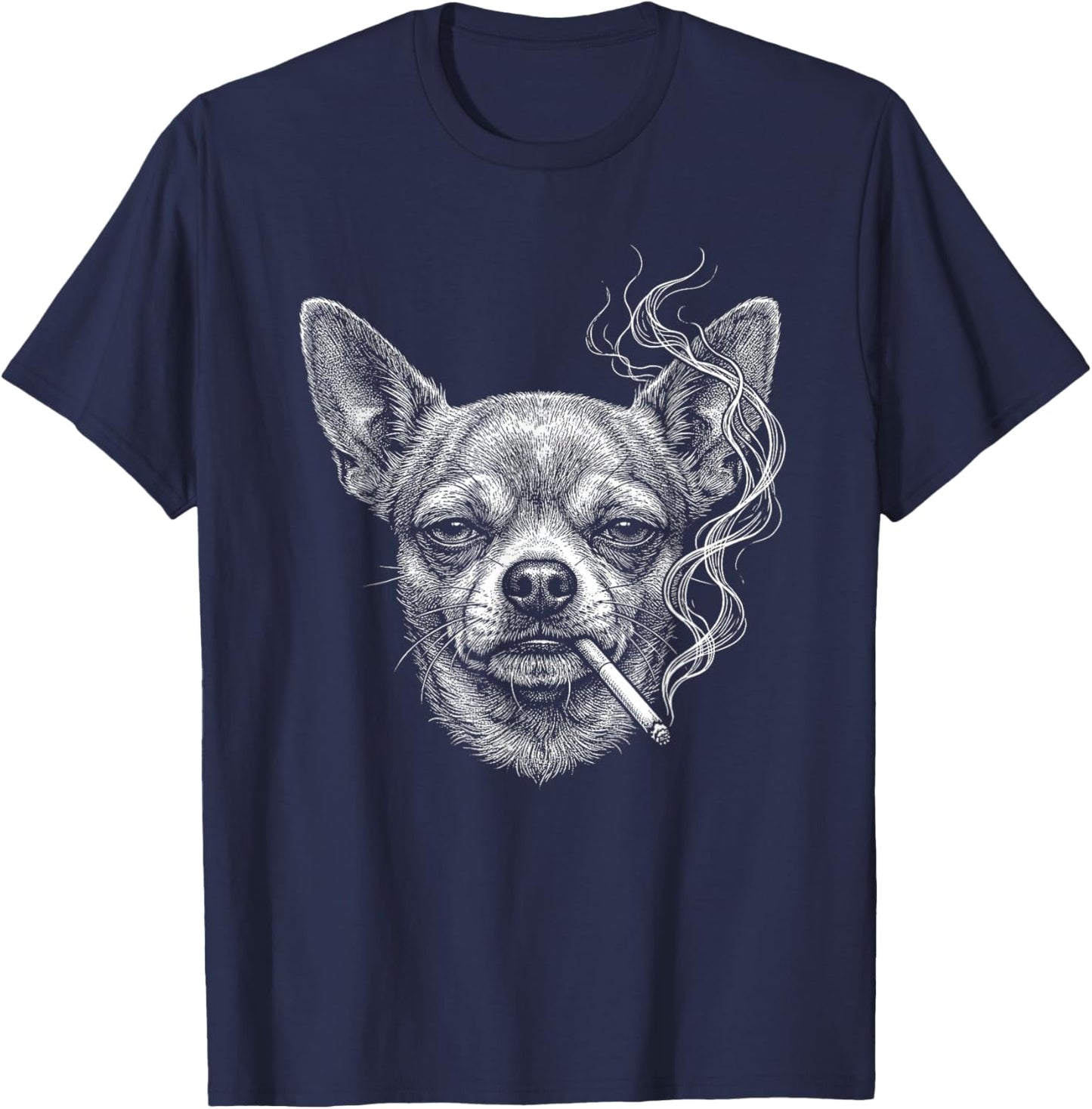 Drôle Chihuahua Chien Fumant Cigarette Brainrot Meme T-Shirt - T-Shirt | Navy