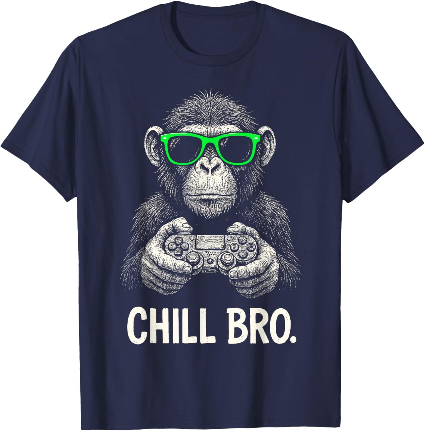 Chill Bro Cooler AFFE mit Sonnenbrille Gamer Geschenk Lustig T-Shirt - T-Shirt | Navy