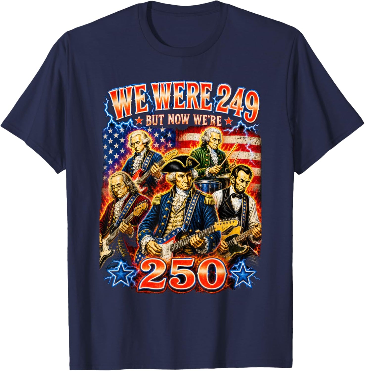 250 Years American Anniversary Funny 4th of July Bootleg T-Shirt - T-Shirt | Navy