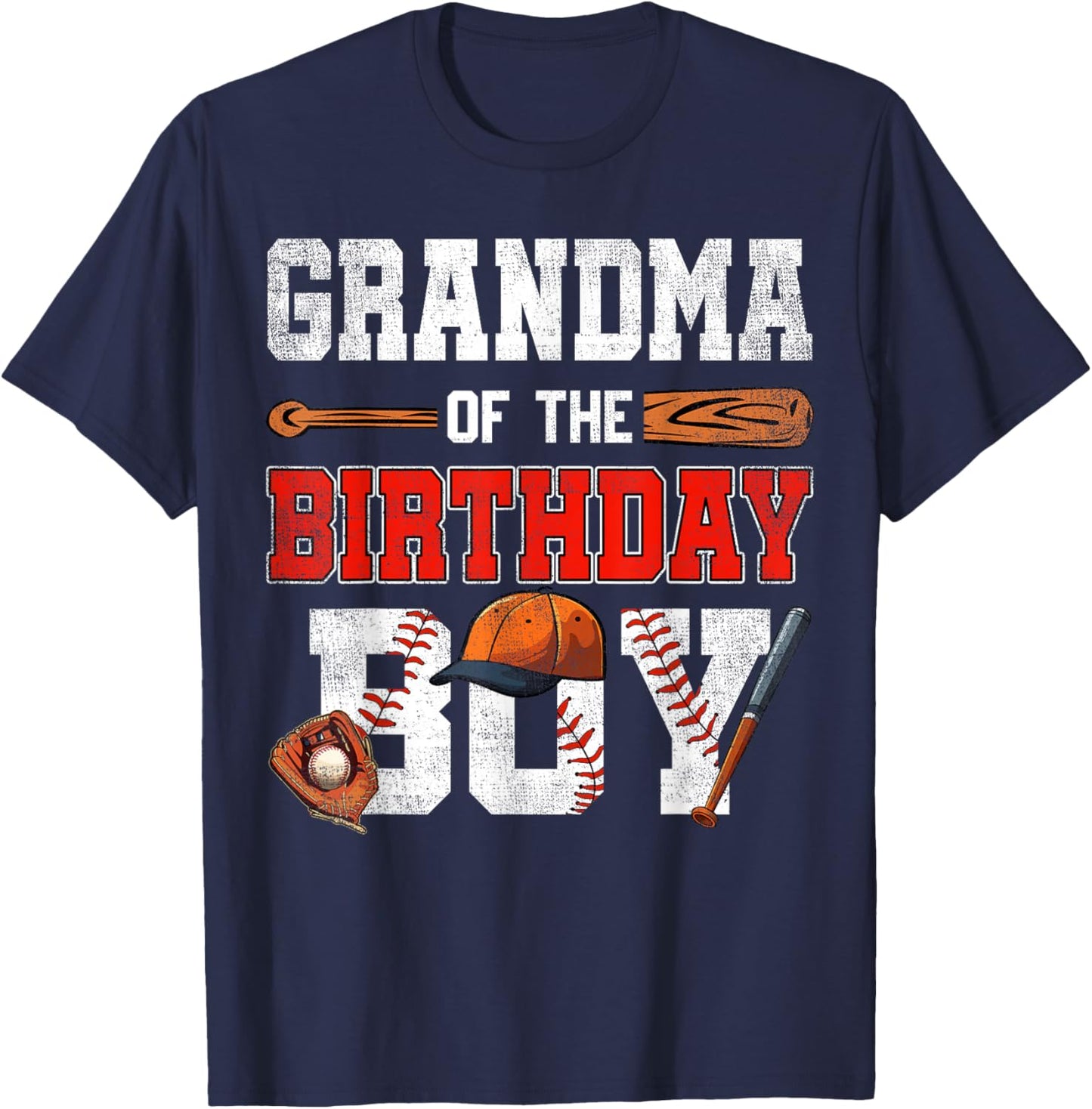 Grandma Of The Birthday Boy Baseball Bday Family T-Shirt - T-Shirt | Navy
