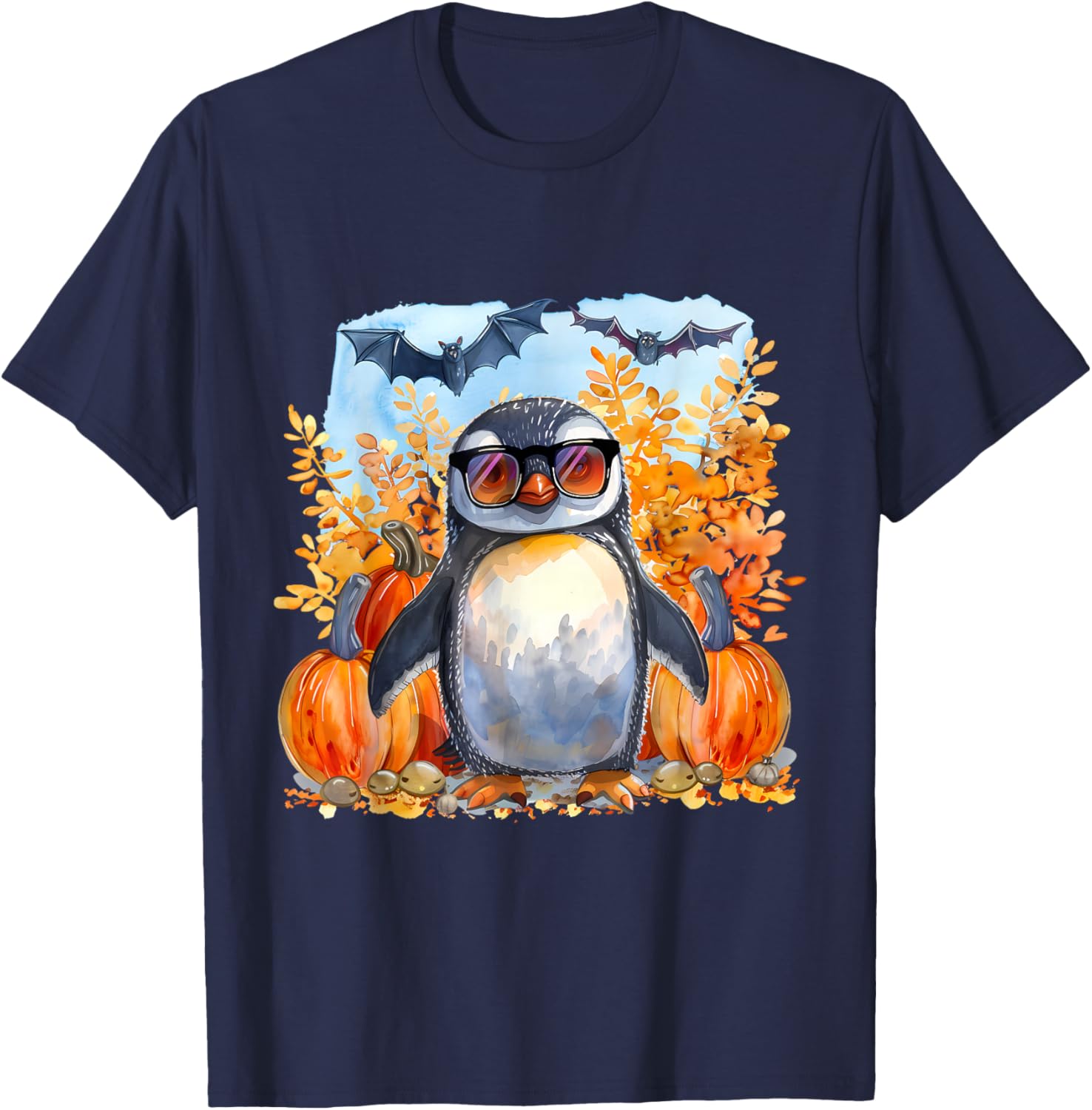 Cute Halloween Costume Penguin Bat Pumpkin Trick Or Treat T-Shirt - T-Shirt | Navy