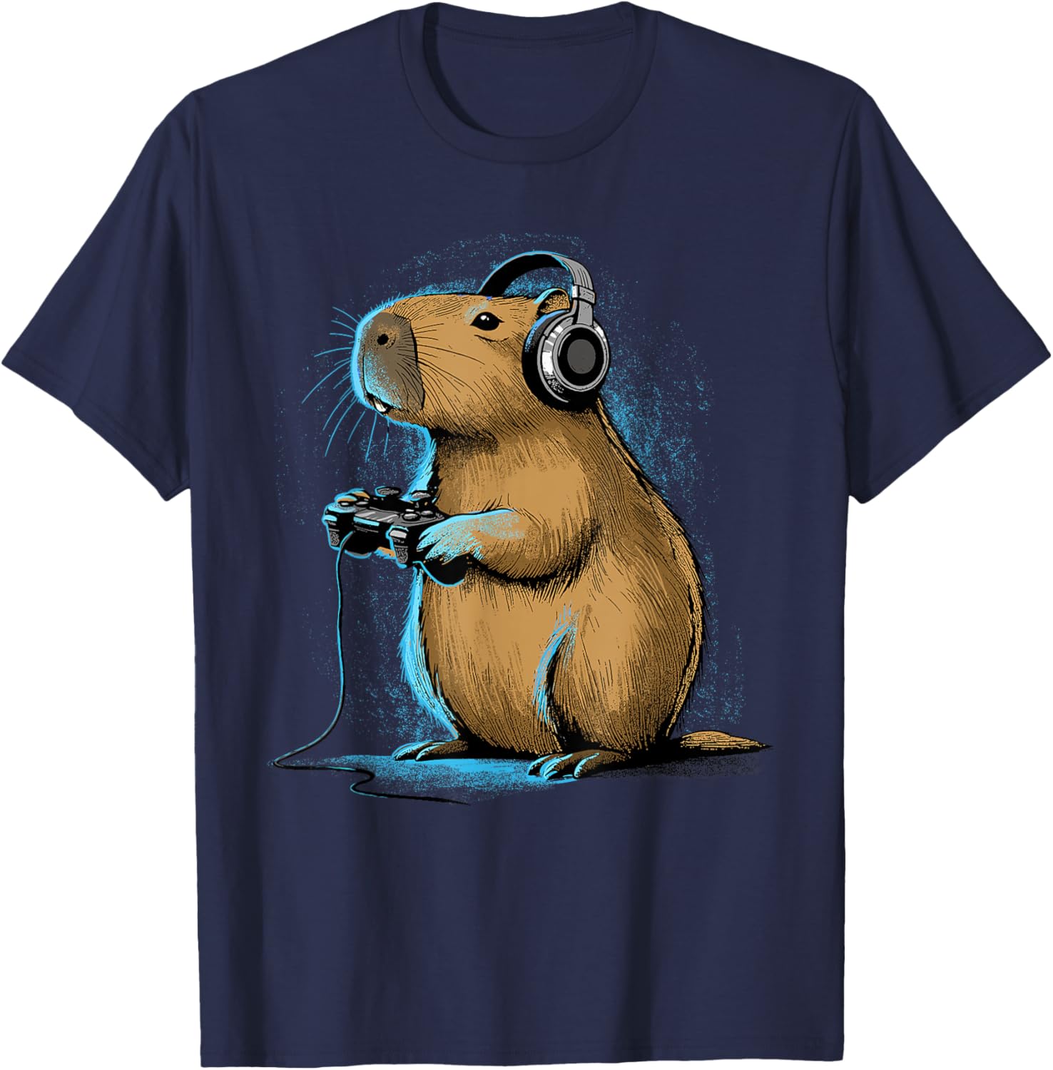 Capybara Shirt Gamer Capybara Video Games Lover Funny Gaming T-Shirt - T-Shirt | Navy