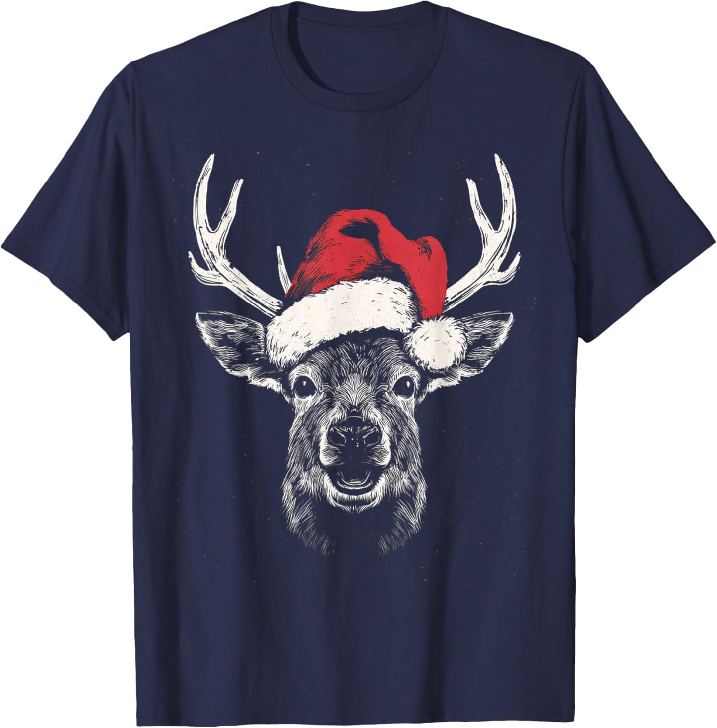 Reindeer Christmas Dark Brown T-Shirt - T-Shirt | Navy