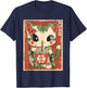 Kawaii Japanese Kimono Cat Bubble Tea Art T-Shirt - T-Shirt | Navy