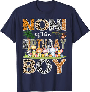 Noni Of The Birthday Boy Safari Jungle Animals Lover T-Shirt - T-Shirt | Navy