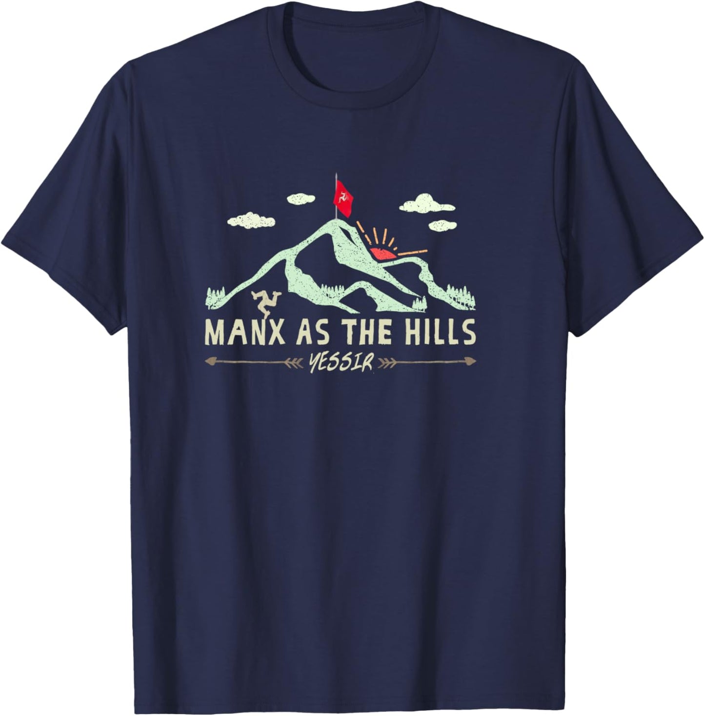Manx as The Hills YESSIR Île de Man Manx Graphic Manche Longue T-Shirt - T-Shirt | Navy
