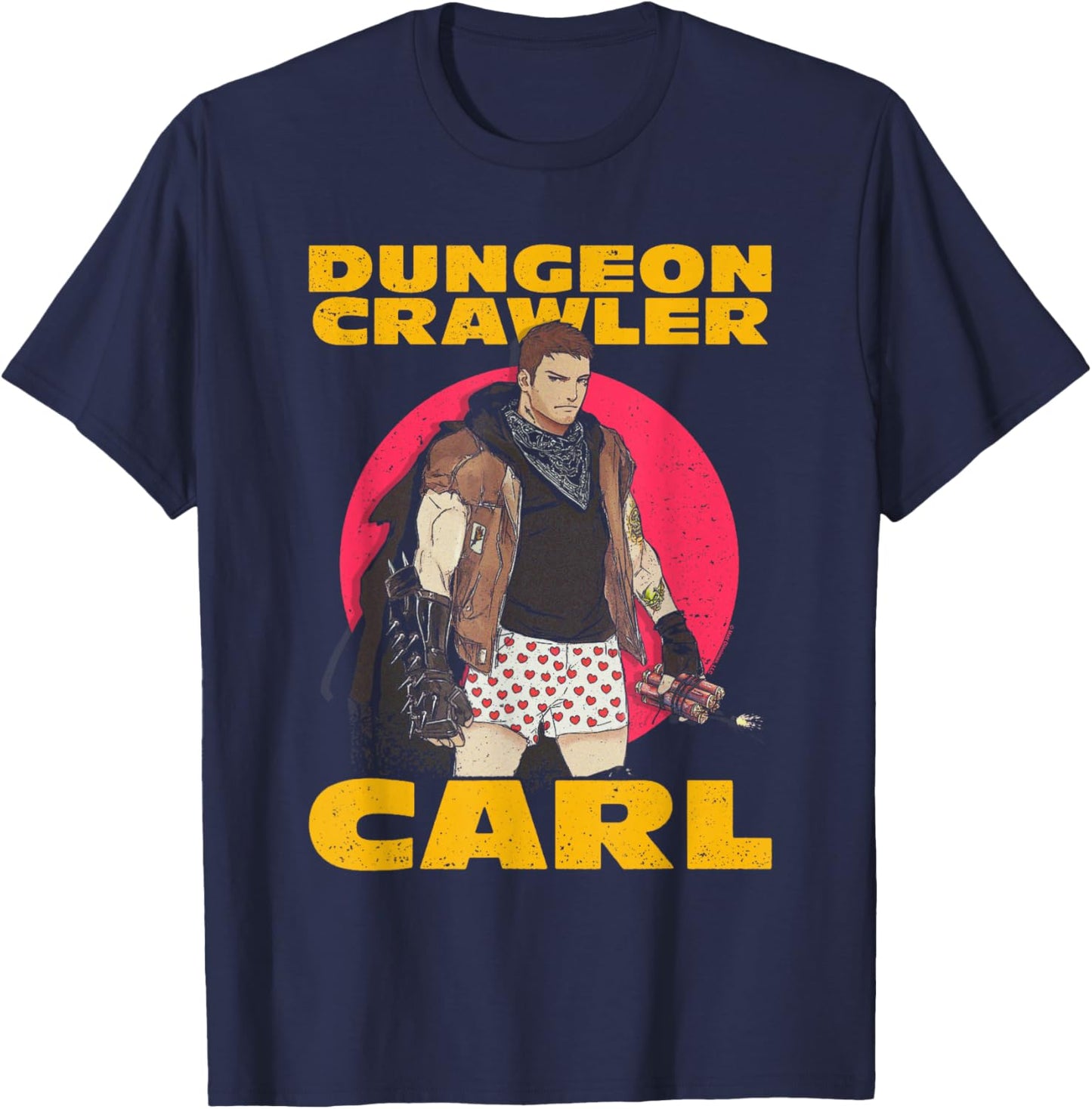 DCC Carl with Dynamite Heart Boxers Portrait RPG Books T-Shirt - T-Shirt | Navy
