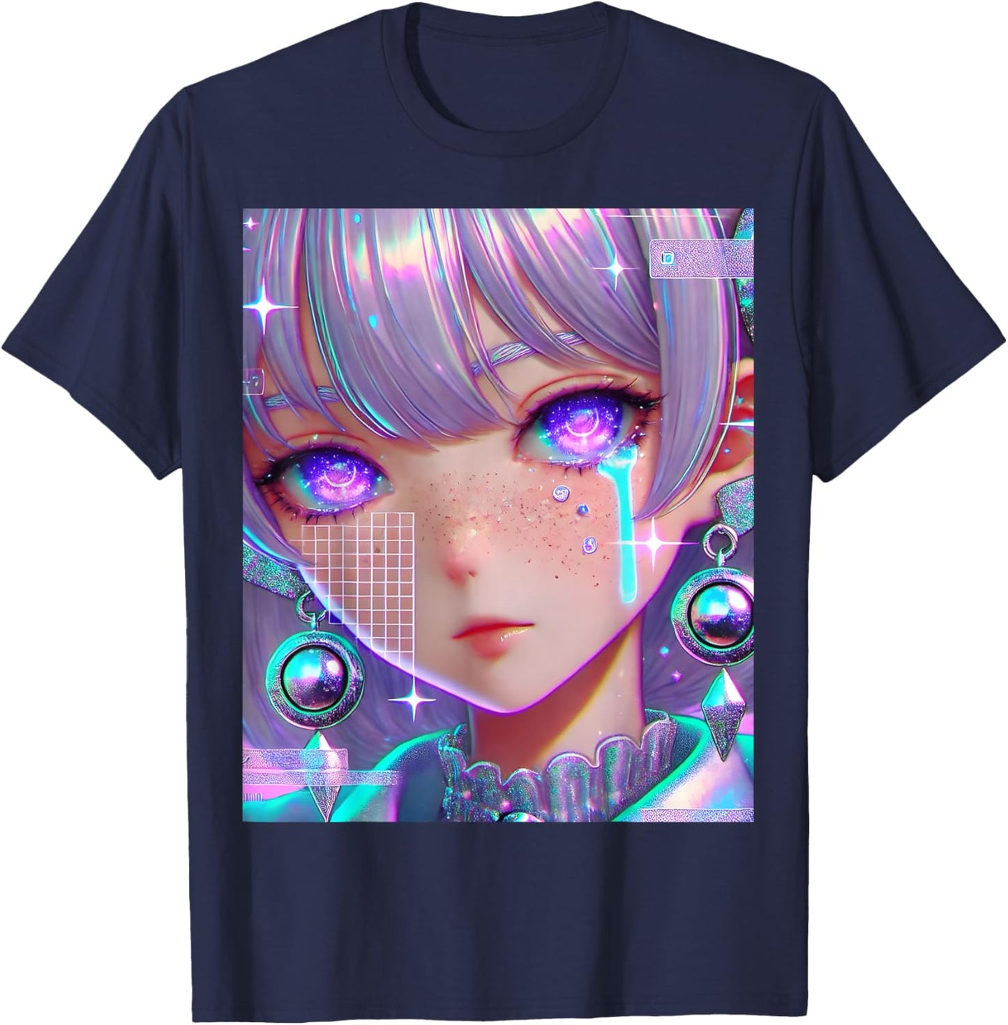 Anime Girl Vaporwave Egirl Aesthetic Japanese Otaku T-Shirt - T-Shirt | Navy