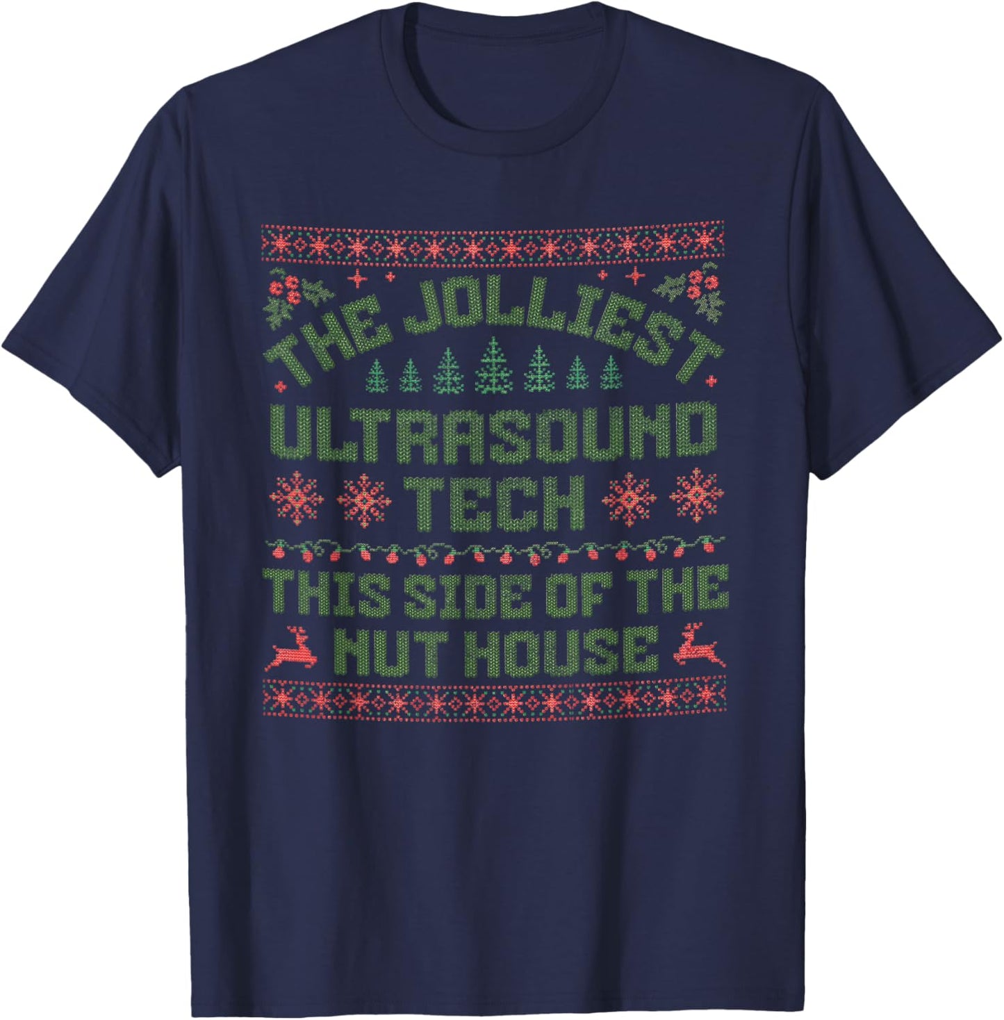 Christmas Ultrasound Tech Shirt Funny Ultrasound Technologis T-Shirt - T-Shirt | Navy