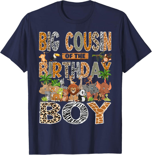 Big Cousin of The Birthday Boy Safari Zoo Jungle Animals T-Shirt - T-Shirt | Navy