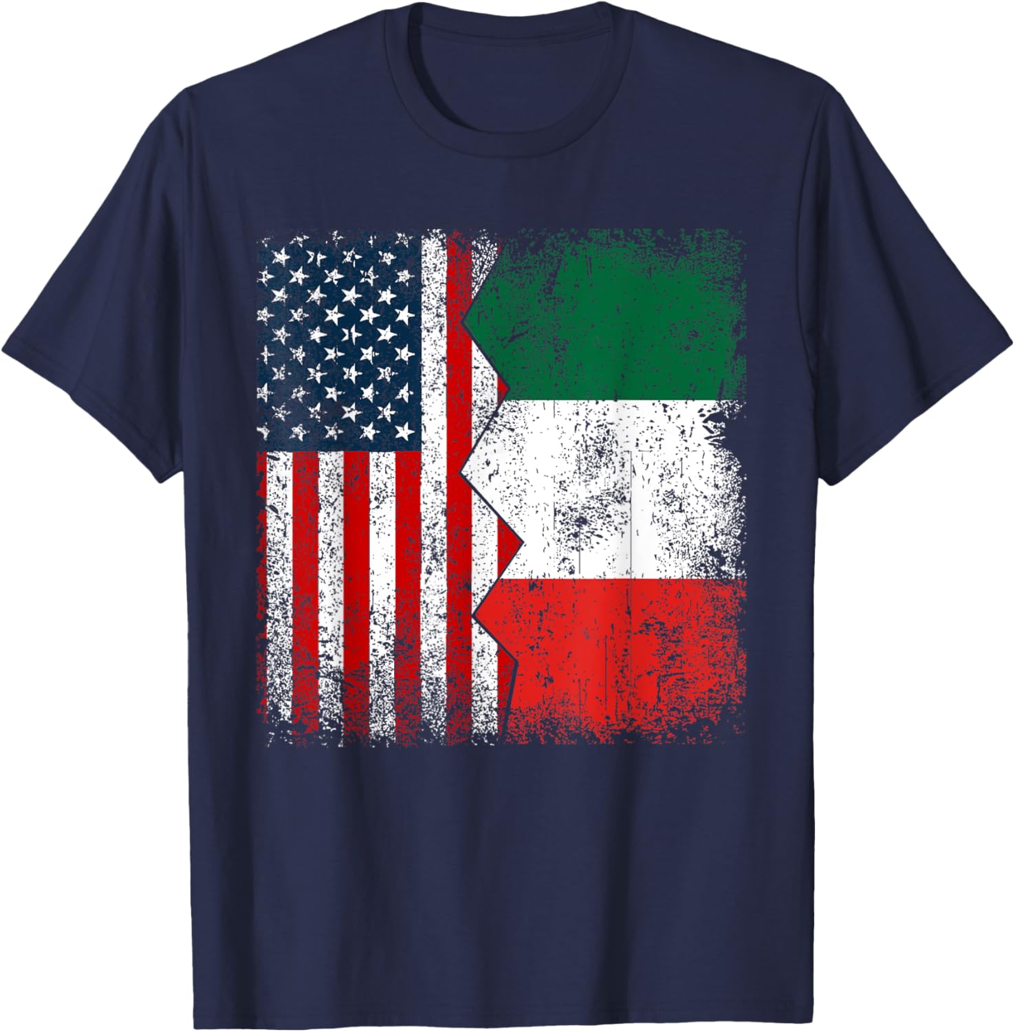 Italian Roots | Half American Flags | America Italy Vintage T-Shirt - T-Shirt | Navy
