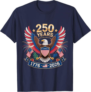 250 Years American 250th Anniversary USA Patriotic 4th July T-Shirt - T-Shirt | Navy