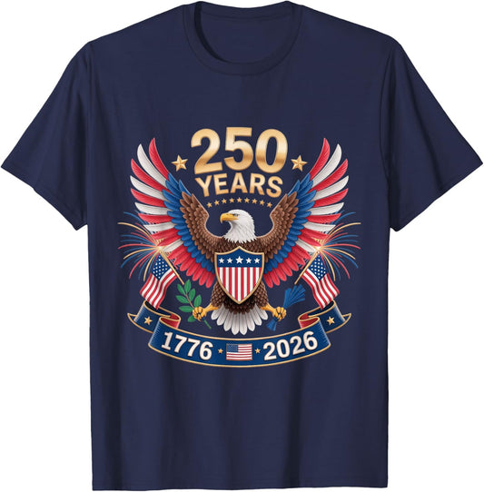 250 Years American 250th Anniversary USA Patriotic 4th July T-Shirt - T-Shirt | Navy