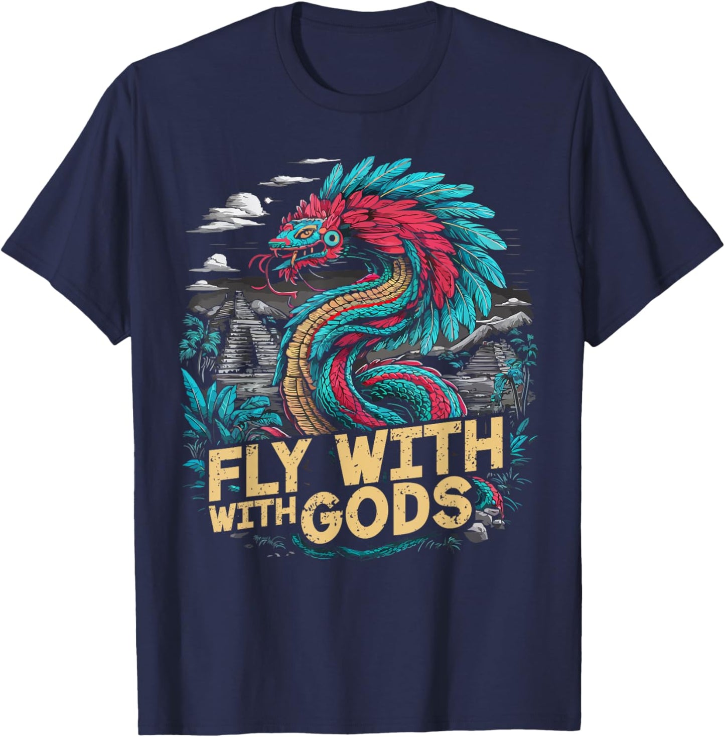 Aztec God Aztec Culture Mayan Indigenous Quetzalcoatl T-Shirt - T-Shirt | Navy