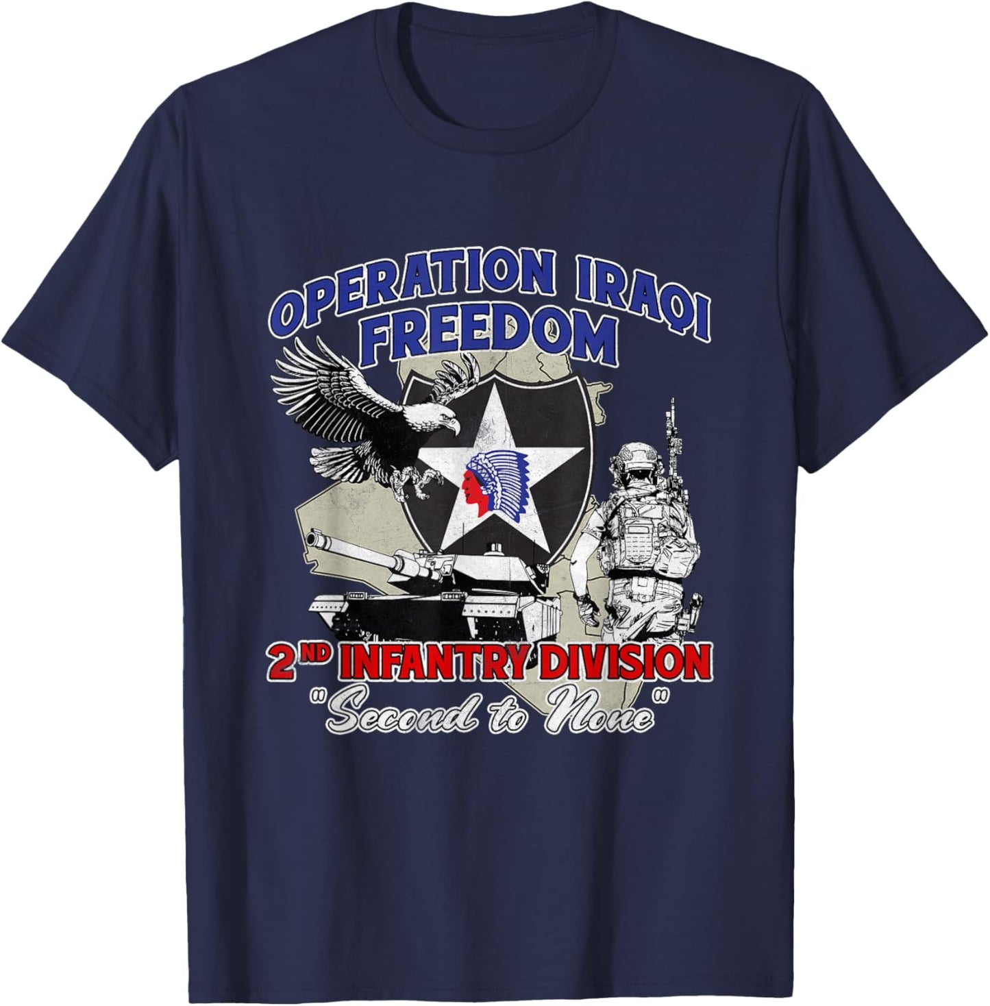 2nd Infantry Division - Operation Iraqi Freedom OIF Veteran T-Shirt - T-Shirt | Navy