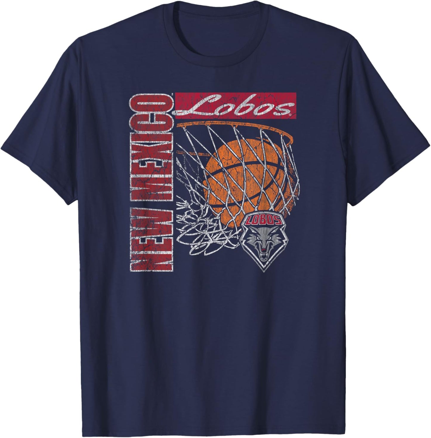 New Mexico Lobos Vintage Basketball 90's Black T-Shirt - T-Shirt | Navy