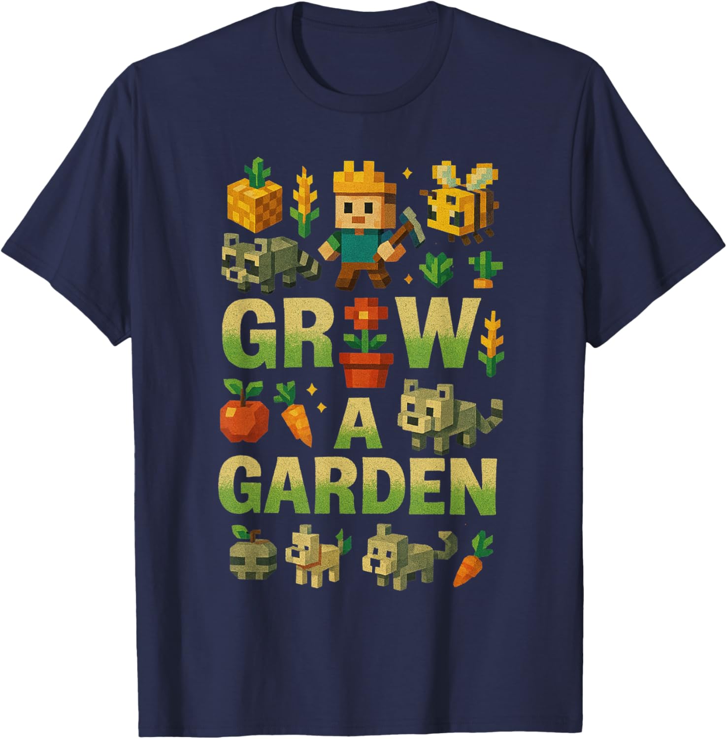 Grow a Garden Game Merch T-Shirt - T-Shirt | Navy