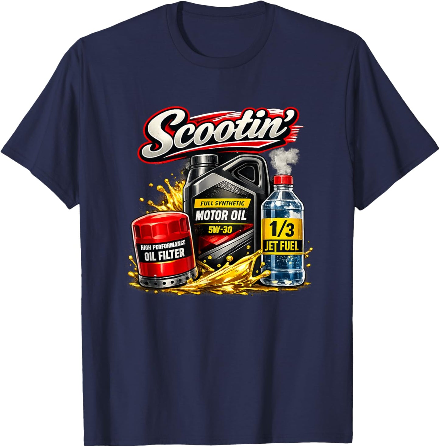 Scootin' with Jet Fuel T-Shirt - T-Shirt | Navy