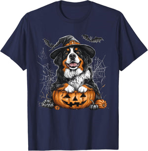 Bernese Mountain Pumpkin Halloween Thanksgiving Men Women T-Shirt - T-Shirt | Navy