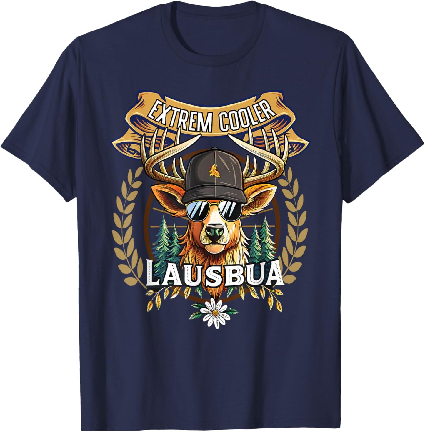 Lausbua Hirsch Lederhose Kinder Trachten Herren Lausbua T-Shirt - T-Shirt | Navy