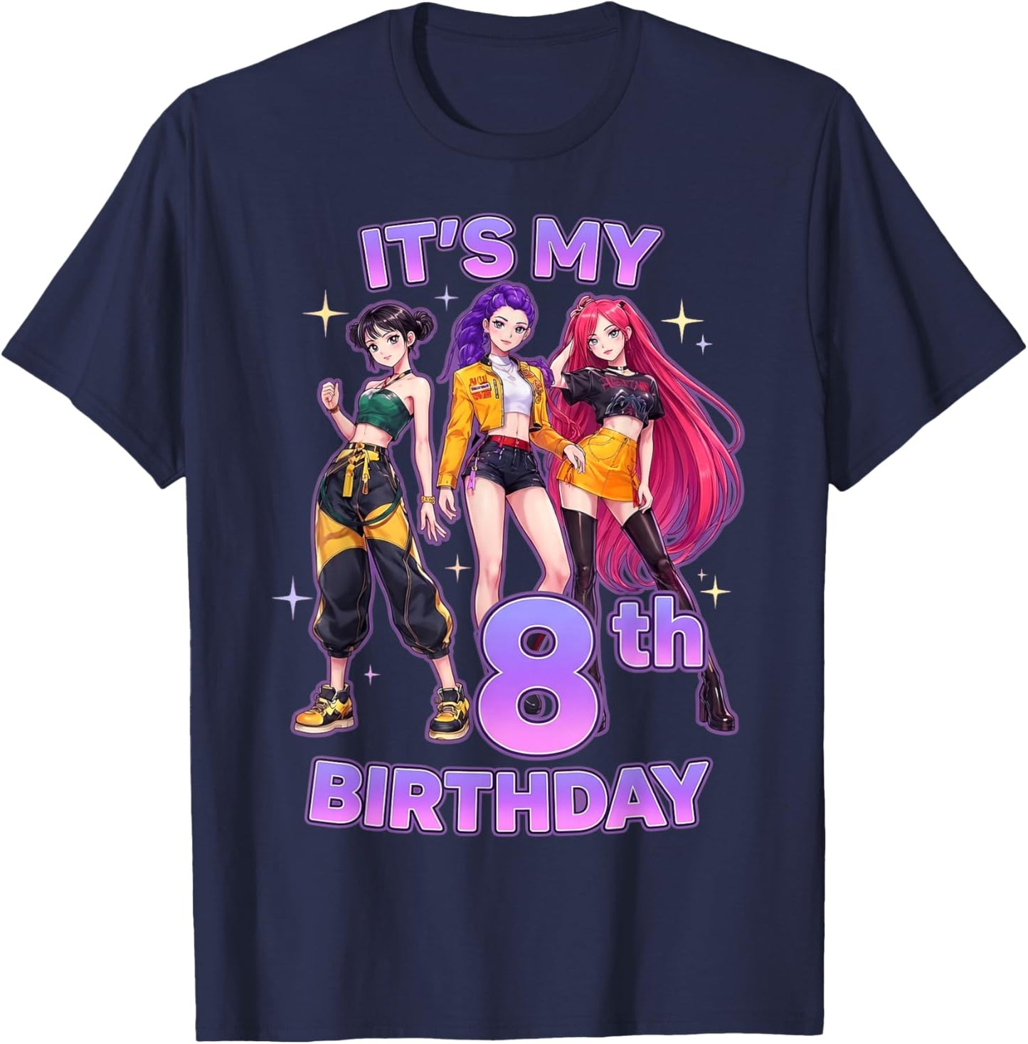 8 Years Birthday K-Pop Kids 8th Birthday Girl K-Pop T-Shirt - T-Shirt | Navy