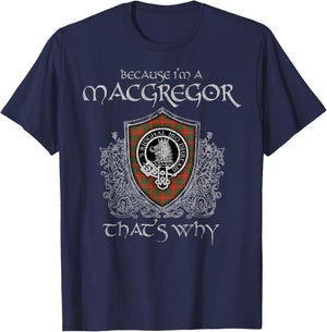Clan MacGregor Crest Tartan Celtic Last Name Vinatge T-Shirt - T-Shirt | Navy