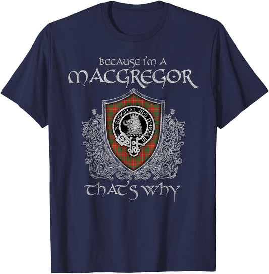 Clan MacGregor Crest Tartan Celtic Last Name Vinatge T-Shirt - T-Shirt | Navy
