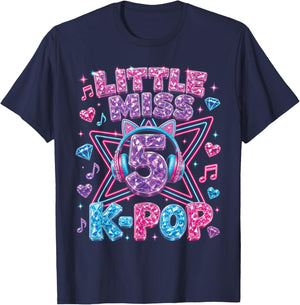 K-Pop 5th Birthday Girls 5 Year Old Girl T-Shirt - T-Shirt | Navy