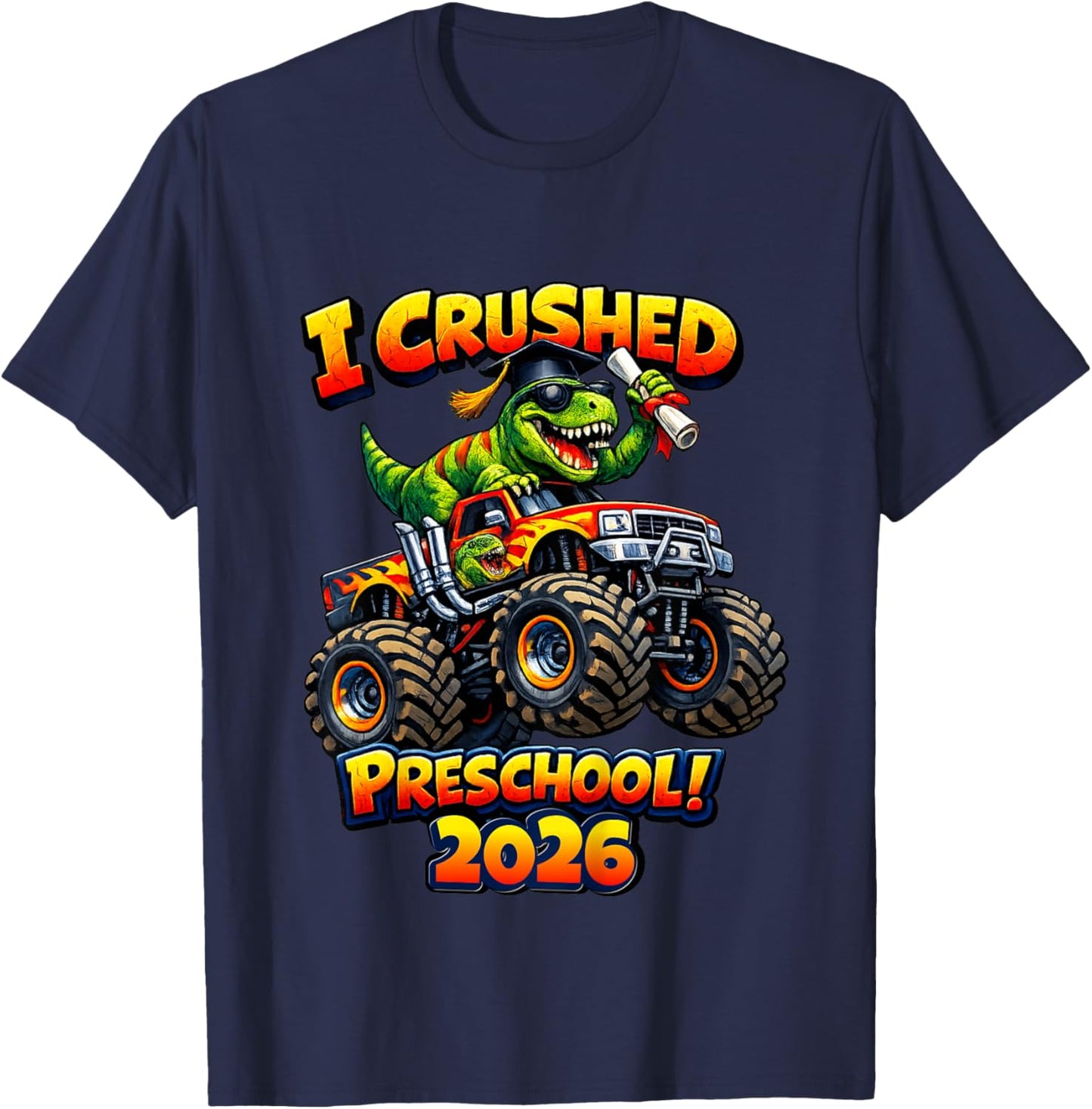 Kids I Crushed Preschool 2026 Pre-K Grad 2026 T-Shirt - T-Shirt | Navy