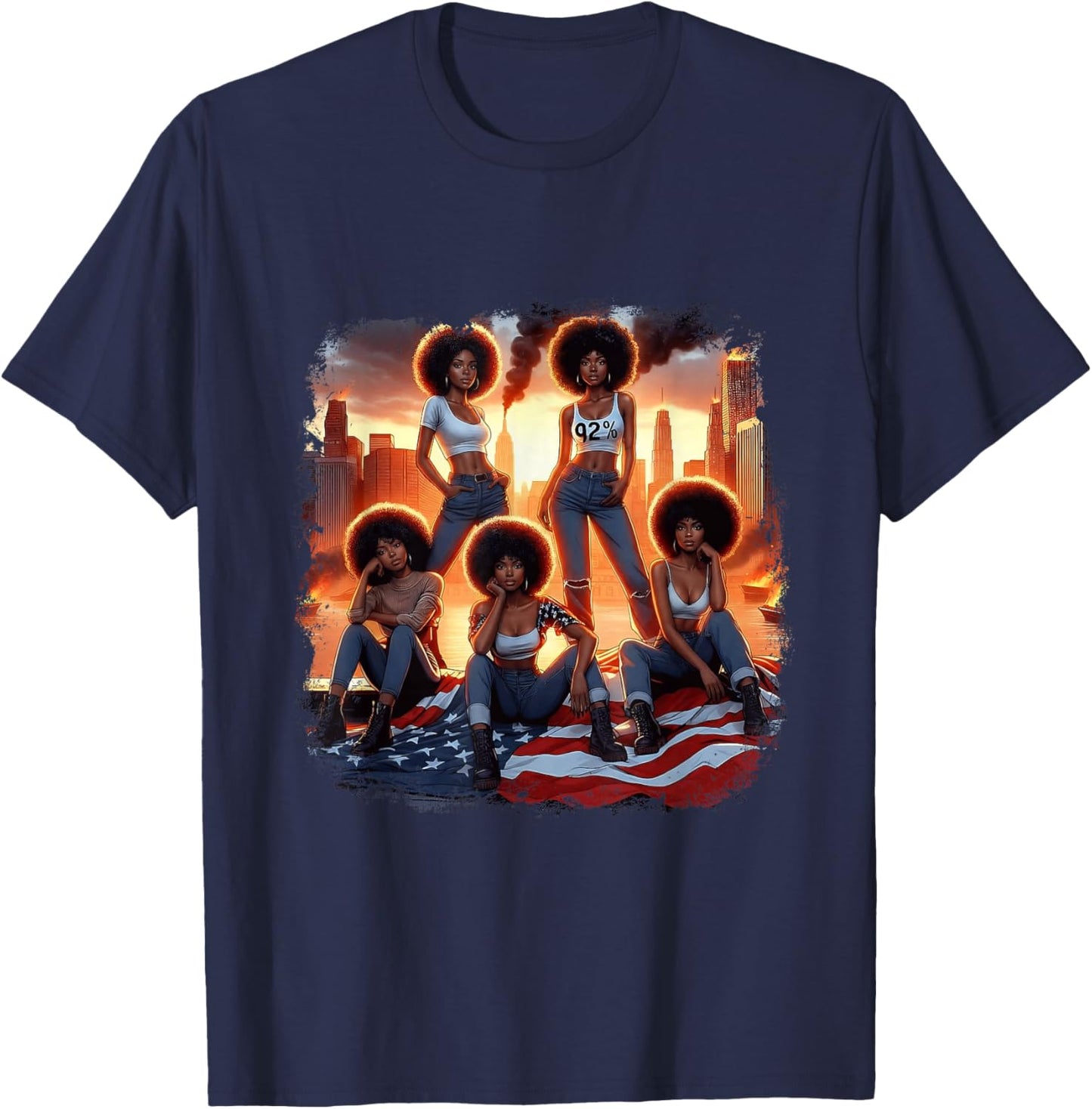 Melanin Queen Afro 92% Black Women 92 Percent T-Shirt - T-Shirt | Navy