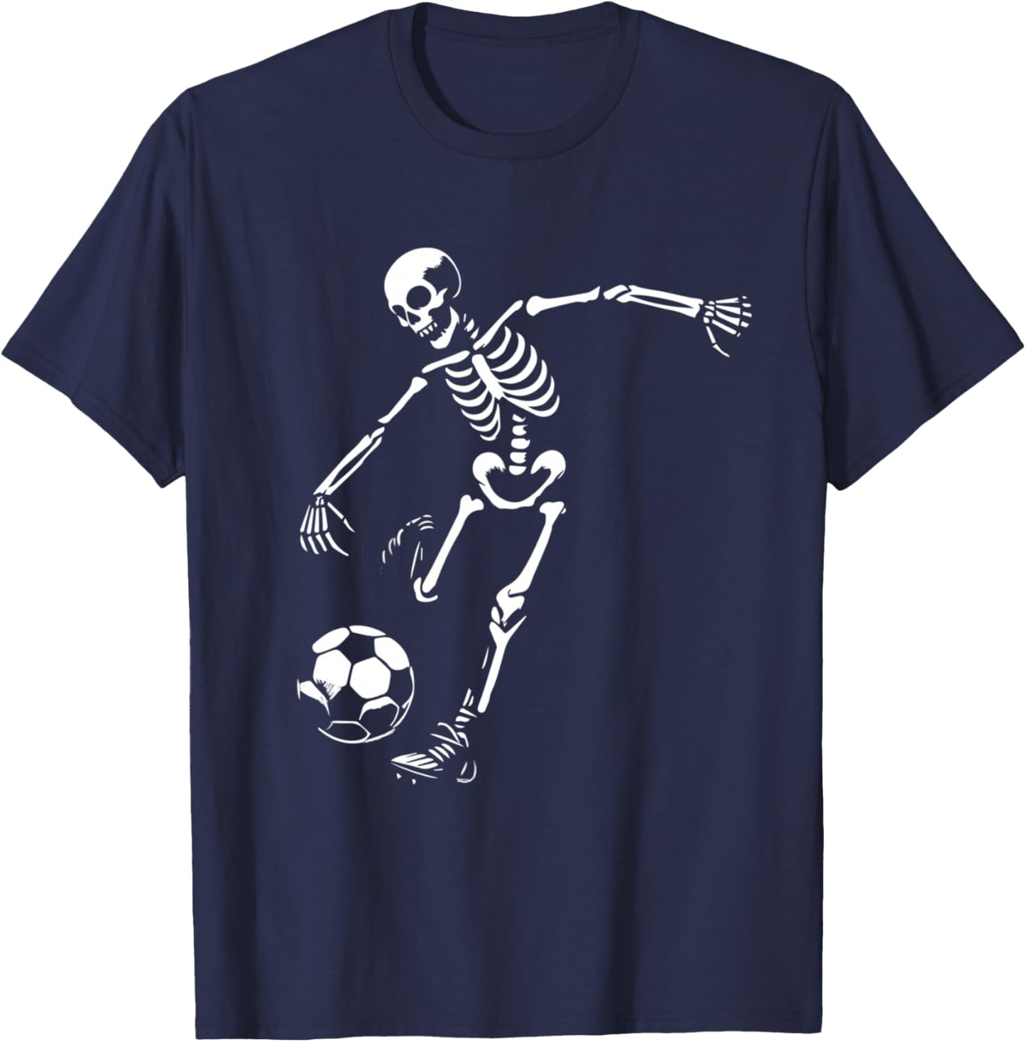 Funny Skeleton Playing Soccer, Halloween Soccer Boys Girls T-Shirt - T-Shirt | Navy