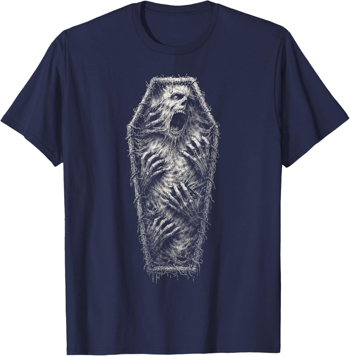 Horror Coffin Grave Goth Alt Alternative Grunge Dark Emo Art T-Shirt - T-Shirt | Navy