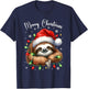 Christmas Pajamas Sloth Christmas Pajama Shirt Lazy Sloth T-Shirt - T-Shirt | Navy