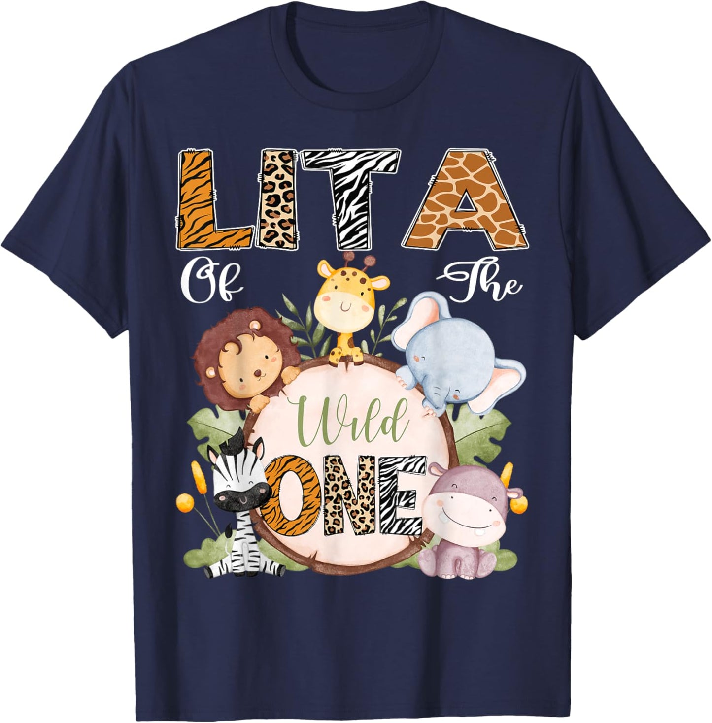 Lita Of The Wild One 1St Birthday Safari Woodland T-Shirt - T-Shirt | Navy