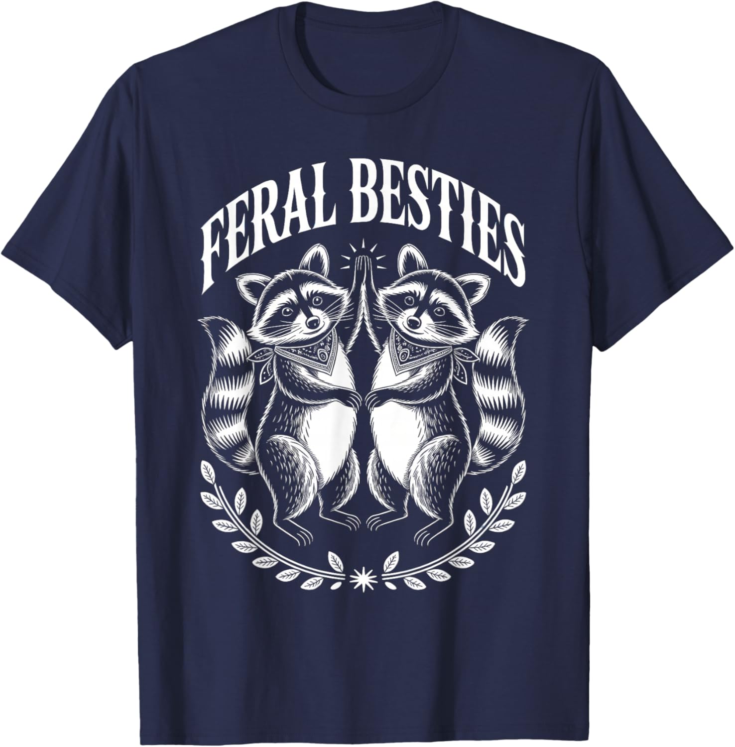 Feral Besties Raccoon Friendship Valentine T-Shirt - T-Shirt | Navy