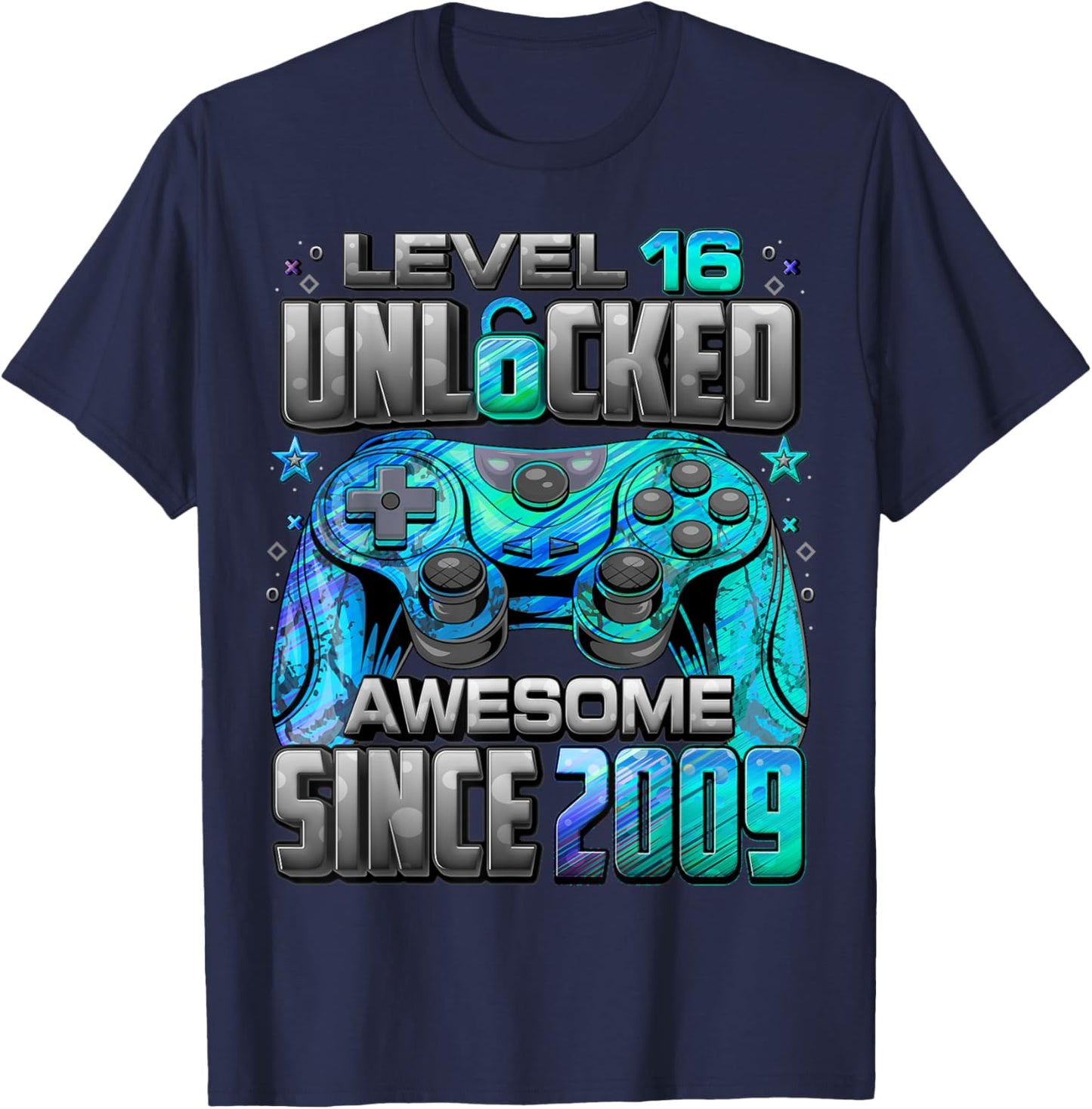 Level 16 Unlocked Awesome Since 2009 16th Birthday Gaming T-Shirt - T-Shirt | Navy