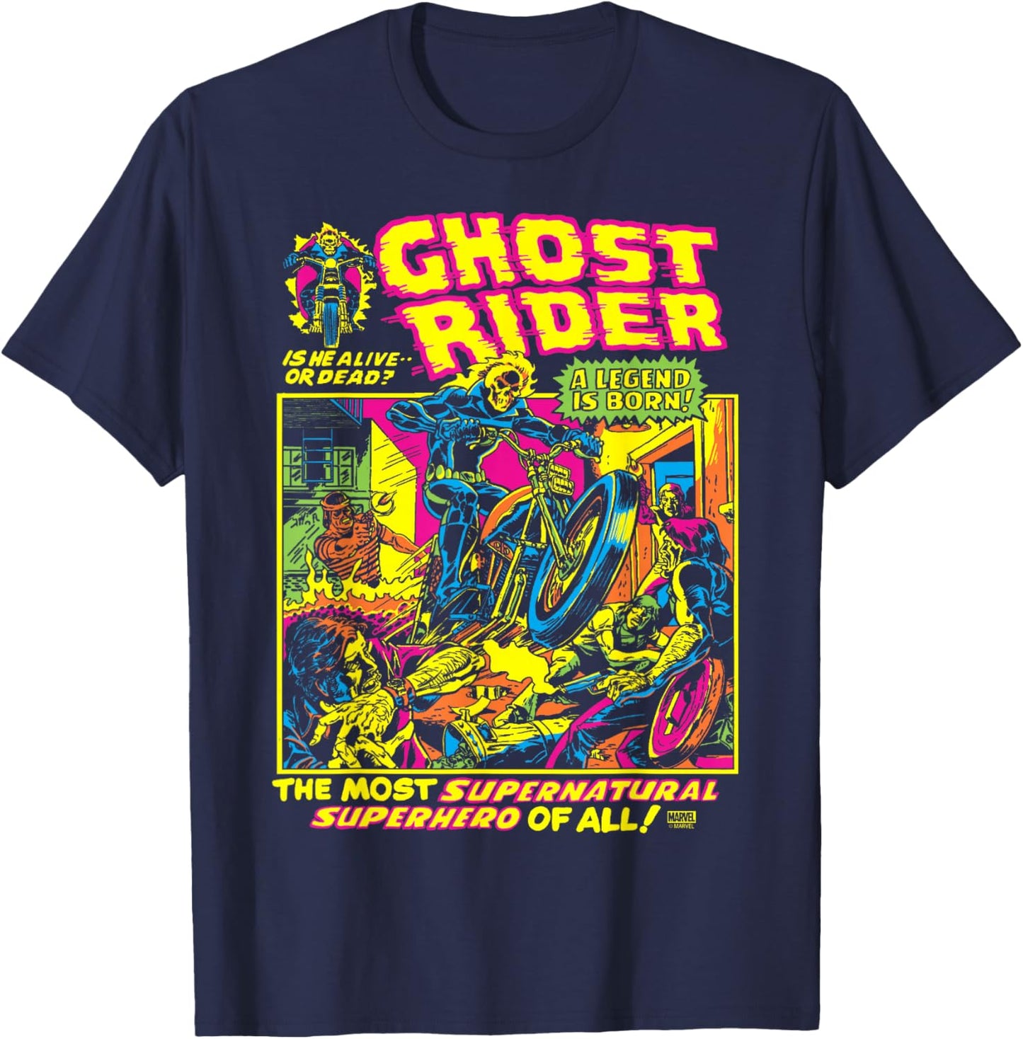 Ghost Rider - Black Light T-Shirt - T-Shirt | Navy