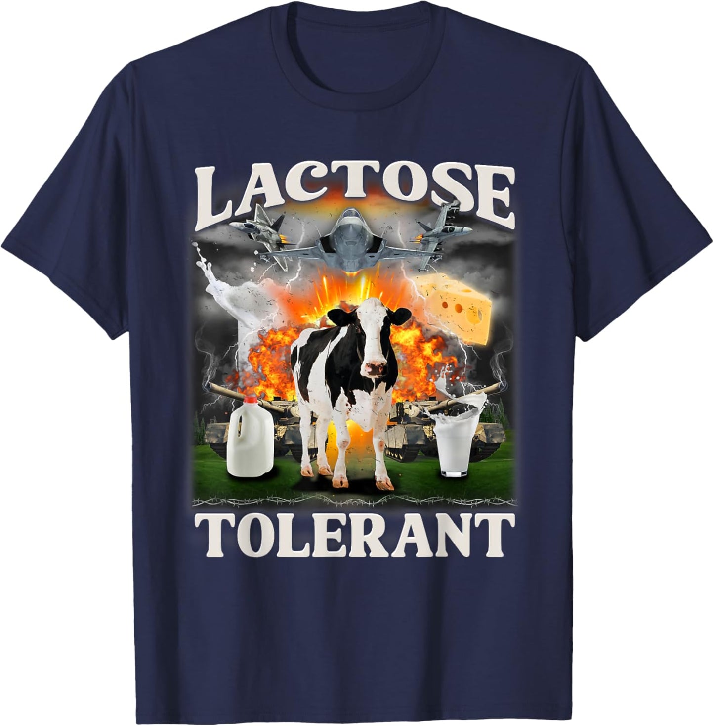 Lactose Tolerant Cow Milk Cow Apparel Farmers T-Shirt - T-Shirt | Navy
