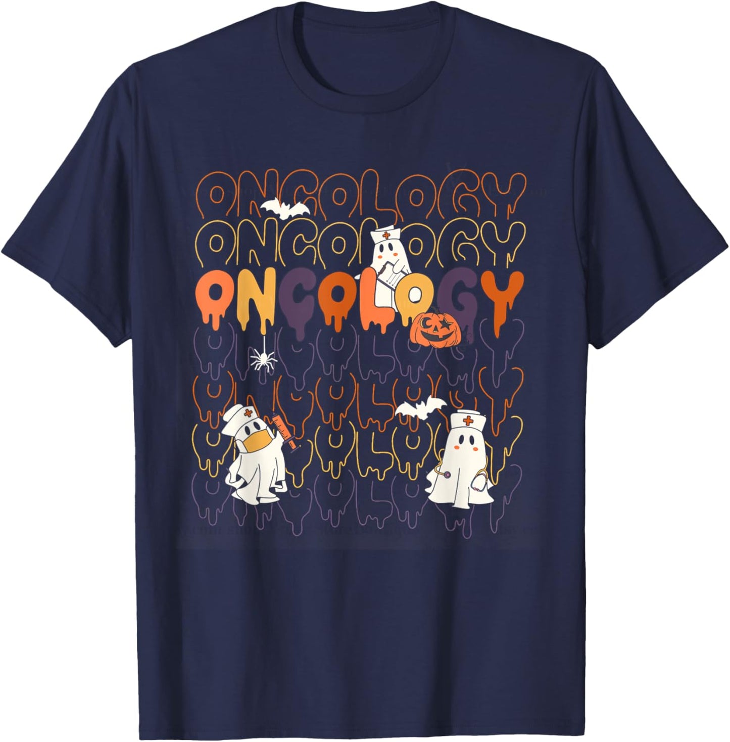 Women Halloween Oncology Nurse Heme Onc RN Cancer Fighting T-Shirt - T-Shirt | Navy