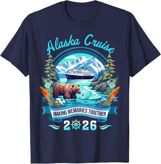 Alaskaa Cruise 2026 Matching Family Friend Group Vacation T-Shirt - T-Shirt | Navy