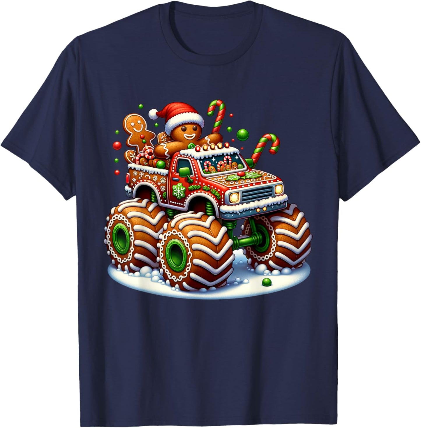 Funny Christmas Baking Cookies Truck Gingerbread Men Women T-Shirt - T-Shirt | Navy