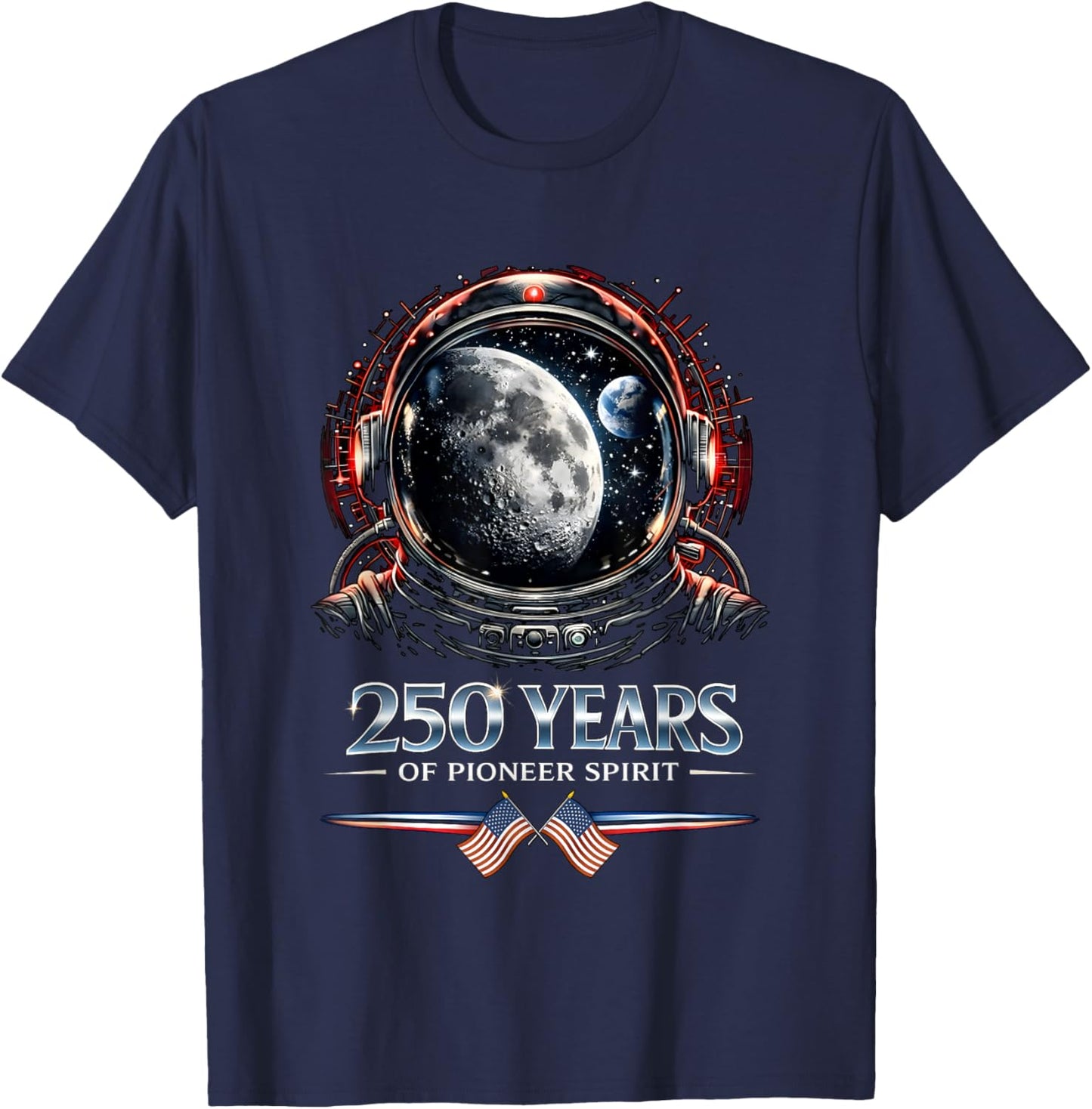 Astronaut 250 Years Pioneer Spirit 1776-2026 250th Birthday T-Shirt - T-Shirt | Navy