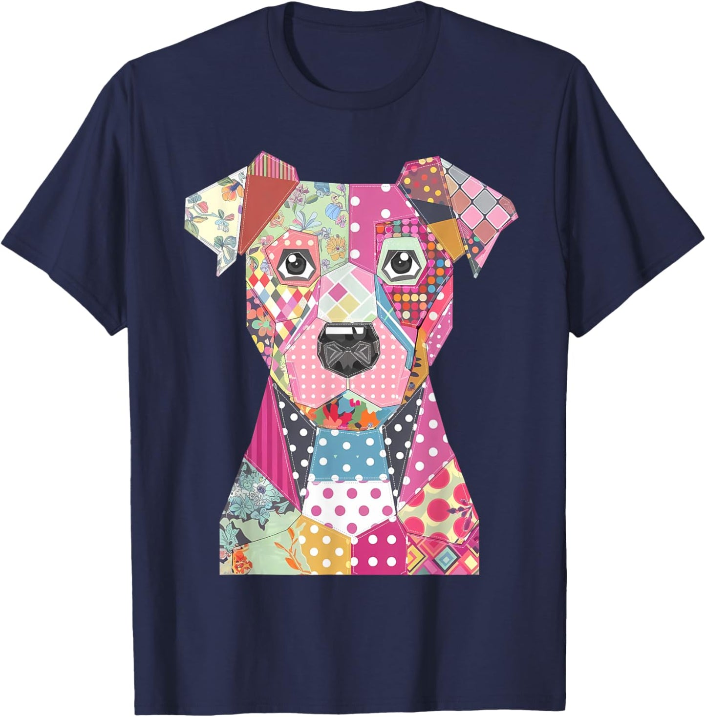 Quilt Pattern Dog For Quilting Lover Quilter Sewing Men Women Kids T-Shirt - T-Shirt | Navy