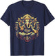 Ganesh Yoga Hindu Elephant God Ganesha Puja Black -Adults Yoga Themed T-Shirt - T-Shirt | Navy
