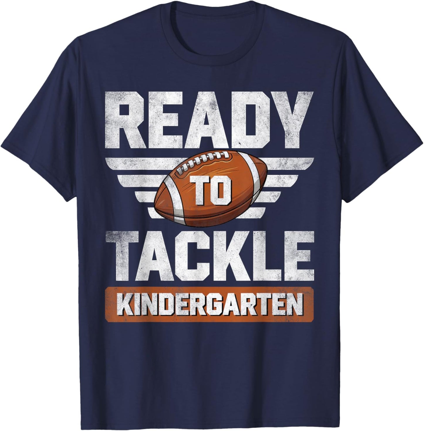 Ready To Tackle Kindergarten Football Back To School Boy Kid T-Shirt - T-Shirt | Navy
