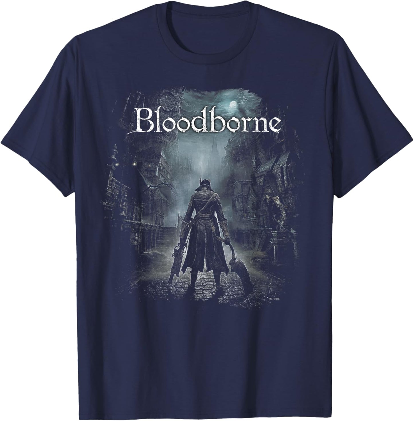 PlayStation Bloodborne The Hunter Standing Eerie Stone Road T-Shirt - T-Shirt | Navy