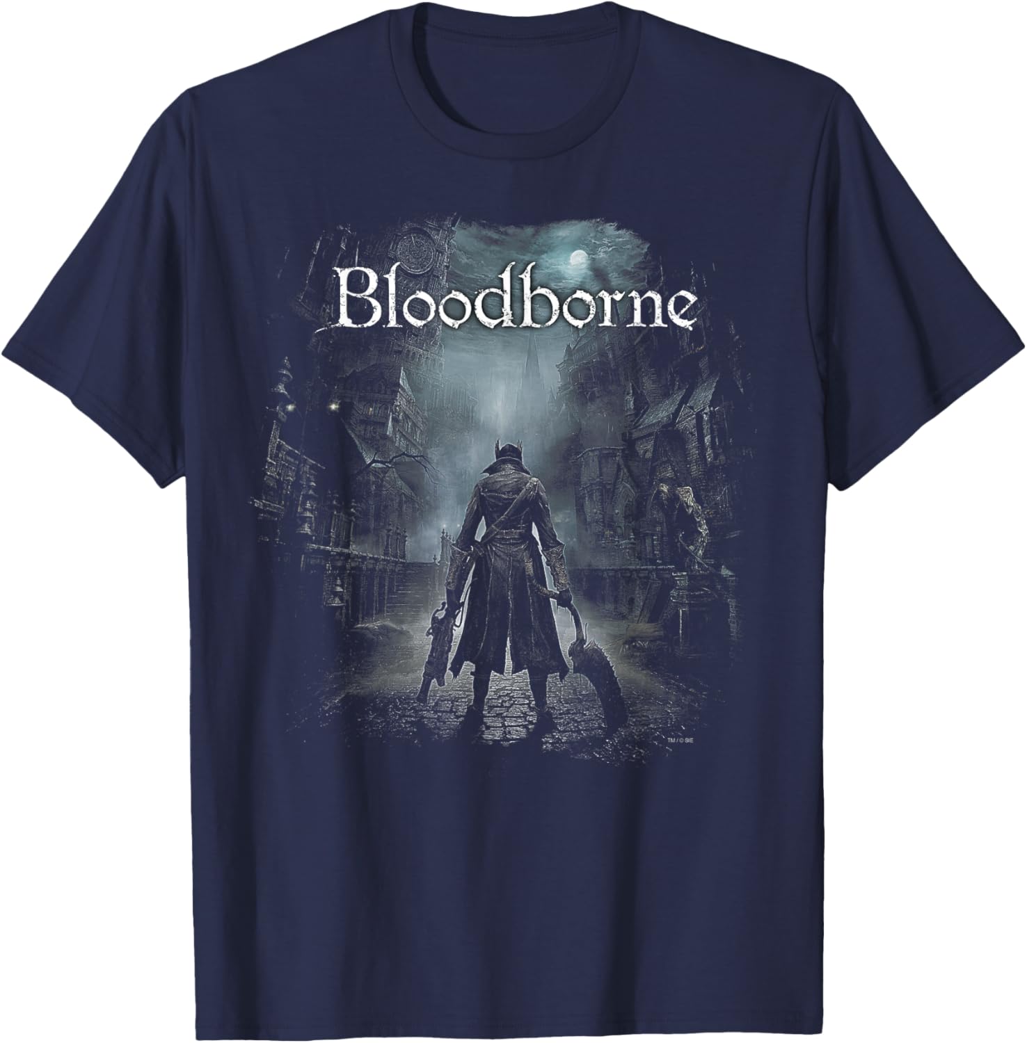 PlayStation Bloodborne The Hunter Standing Eerie Stone Road T-Shirt - T-Shirt | Navy