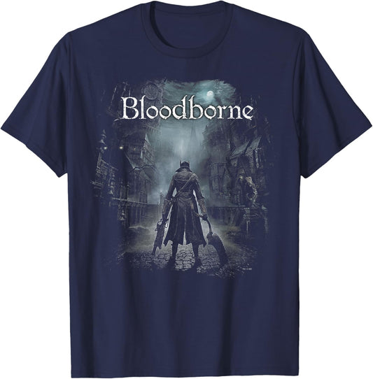 PlayStation Bloodborne The Hunter Standing Eerie Stone Road T-Shirt - T-Shirt | Navy