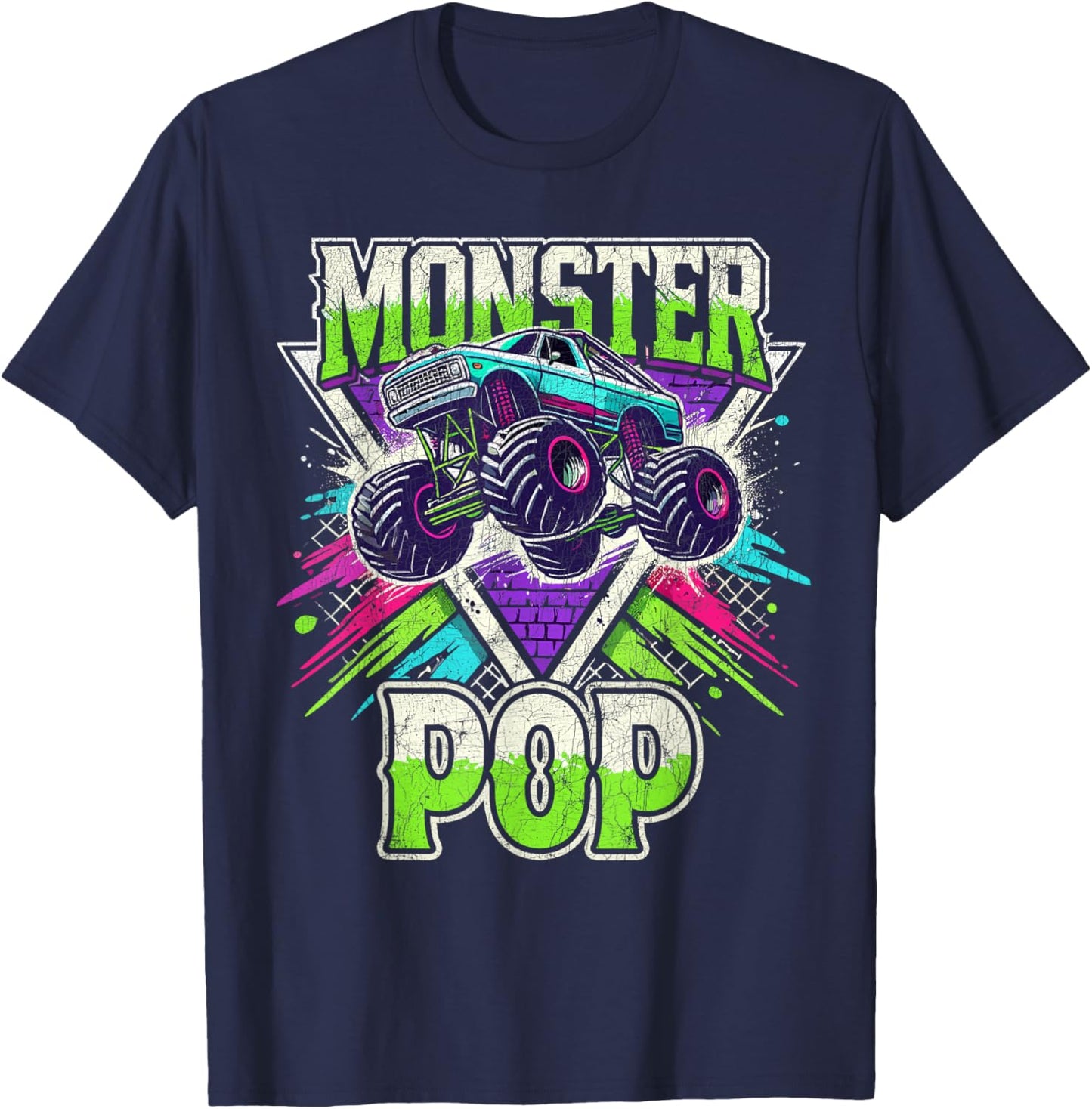 Matching Monster Truck Costume, Jam Birthday Monster Pop T-Shirt - T-Shirt | Navy