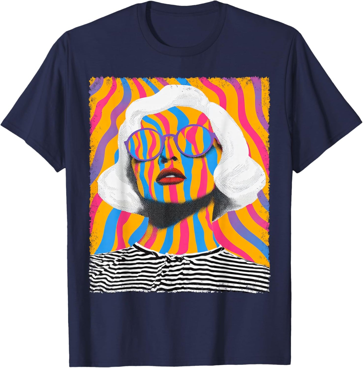Women's Abstract Art Graphic T-Shirt - T-Shirt | Navy
